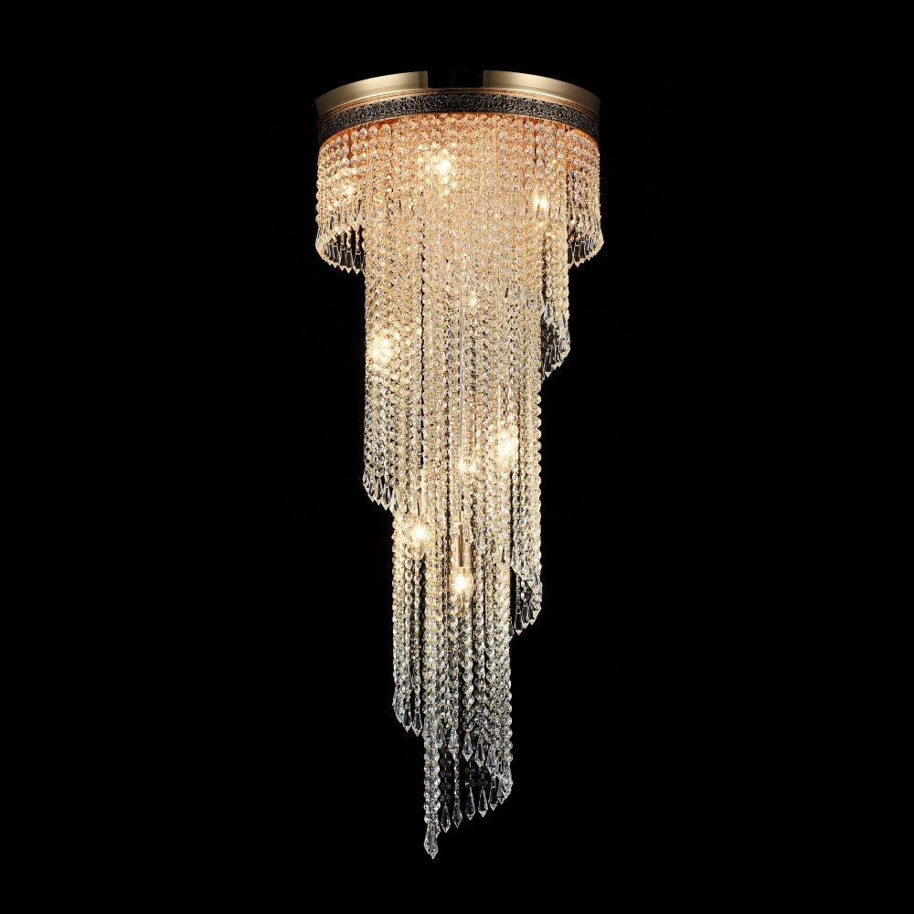 Lustra rotunda din Cristal Transparent cu 12 becuri D42xH100cm Cascade