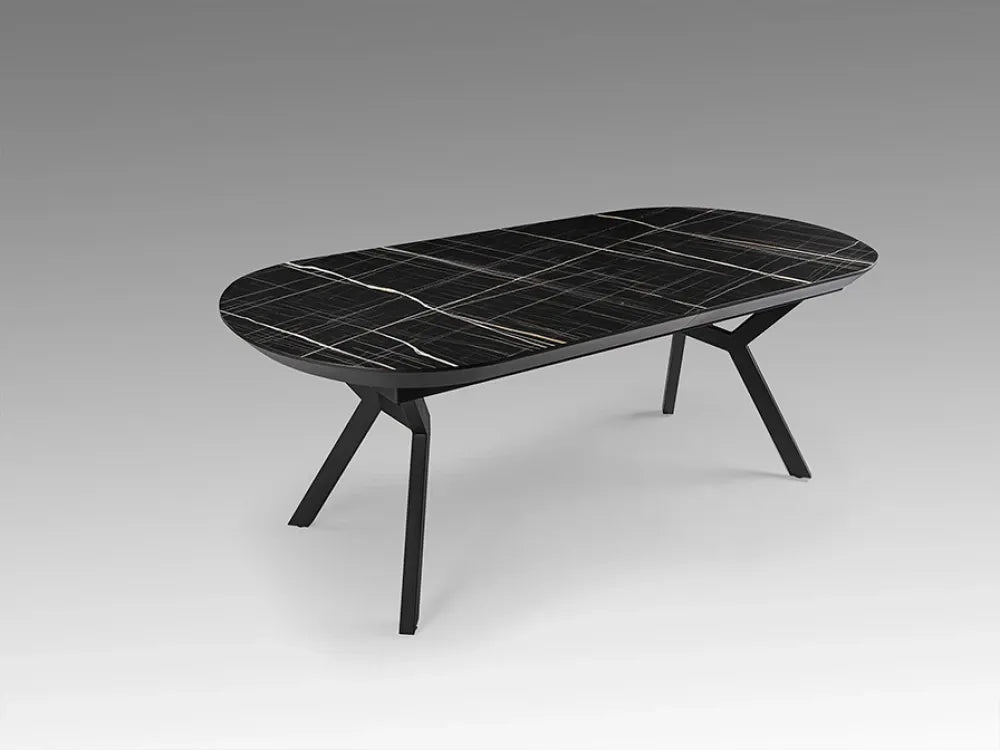 Masa extensibila din Metal Negru si MDF Negru L206-285xH78cm Antea