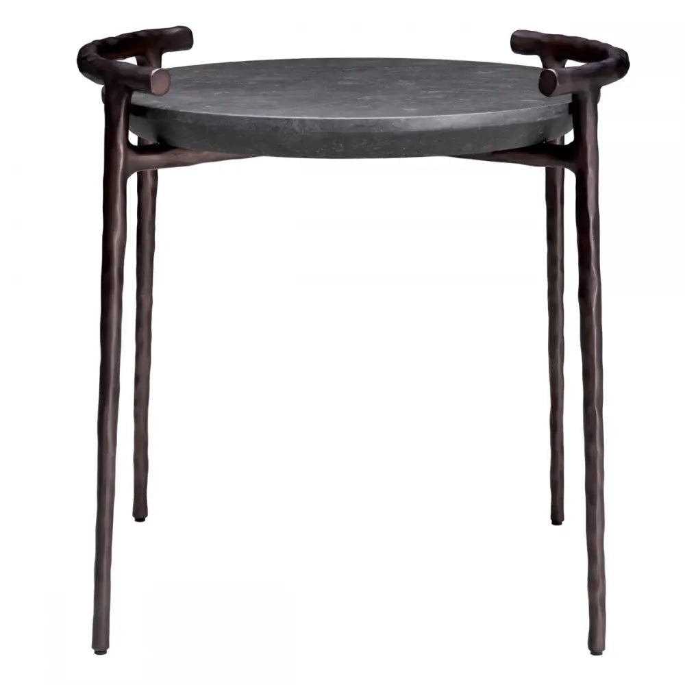 Masuta laterala Rotunda din Aluminiu Bronz si Marmura Gri D55xH57.5cm Arca Eichholtz
