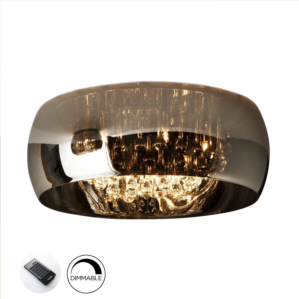 Plafoniera Rotunda din Metal si Sticla Argintiu/Argintiu Argos D50xH25cm