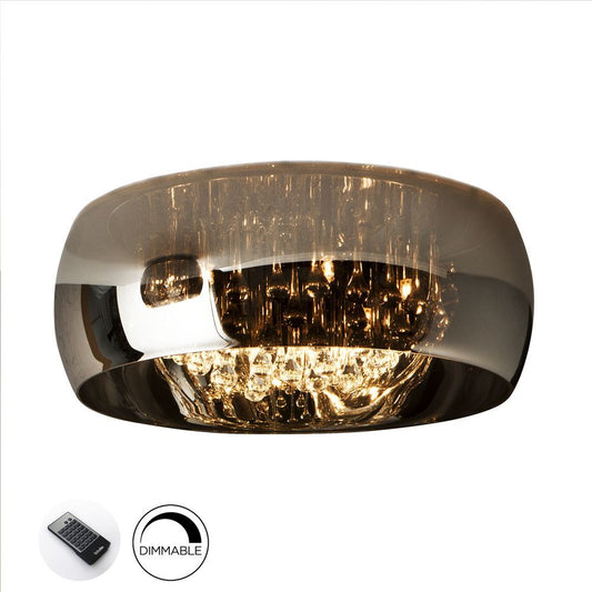 Plafoniera Rotunda din Metal si Sticla Argintiu/Argintiu Argos D50xH25cm