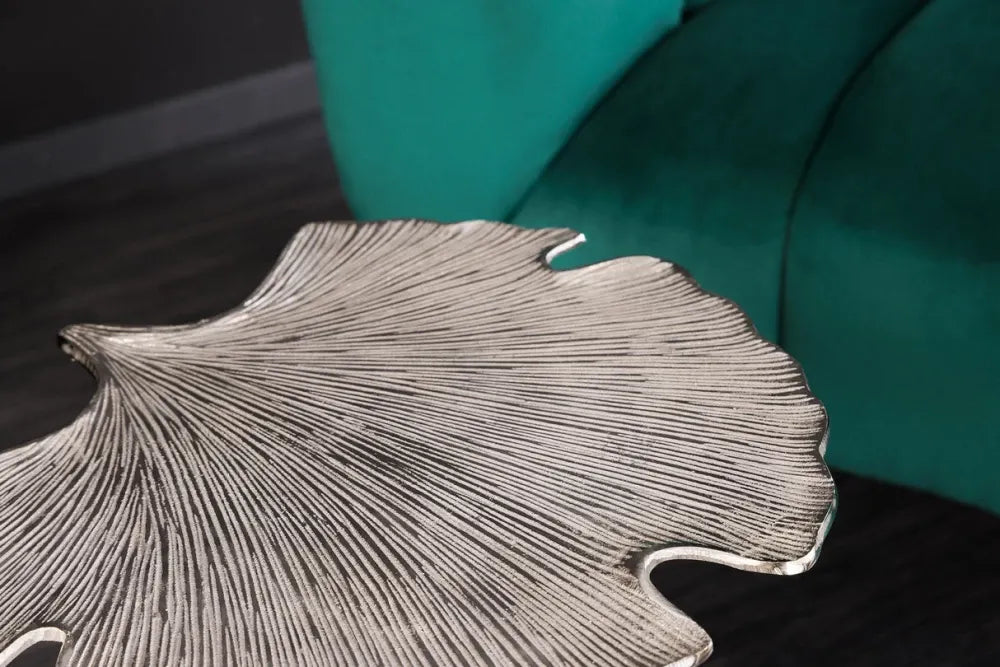 Masuta laterala din Metal Argintiu L46xH53cm Ginkgo leaf