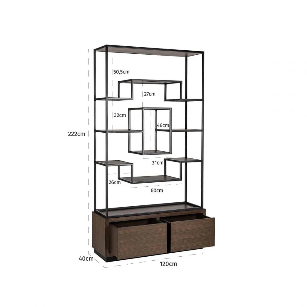 Raft cu 2 sertare din Furnir de stejar Maro L120xH220cm Bonvoy Richmond Interiors