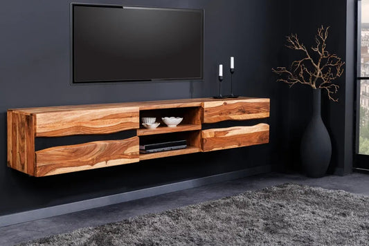 Comoda TV suspendata din Lemn de sheesham Maro L160xH30cm AMAZONAS