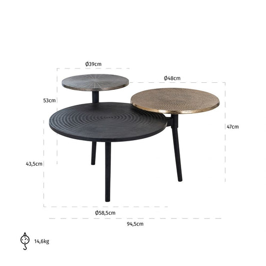 Masuta de cafea Rotunda din Aluminiu Negru L100xH90cm Harvey Richmond Interiors