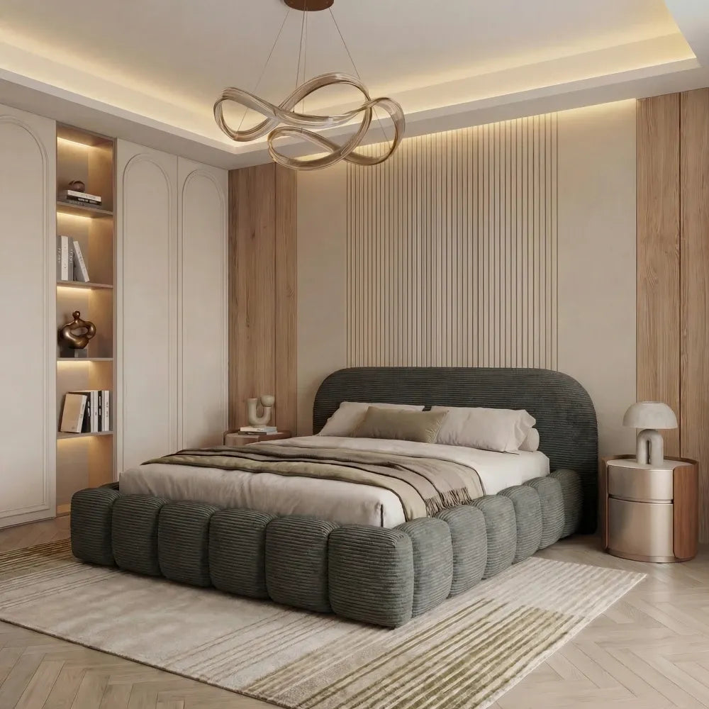 Pat tapitat cu material raiat Gri 200 x 200 Orlando slim