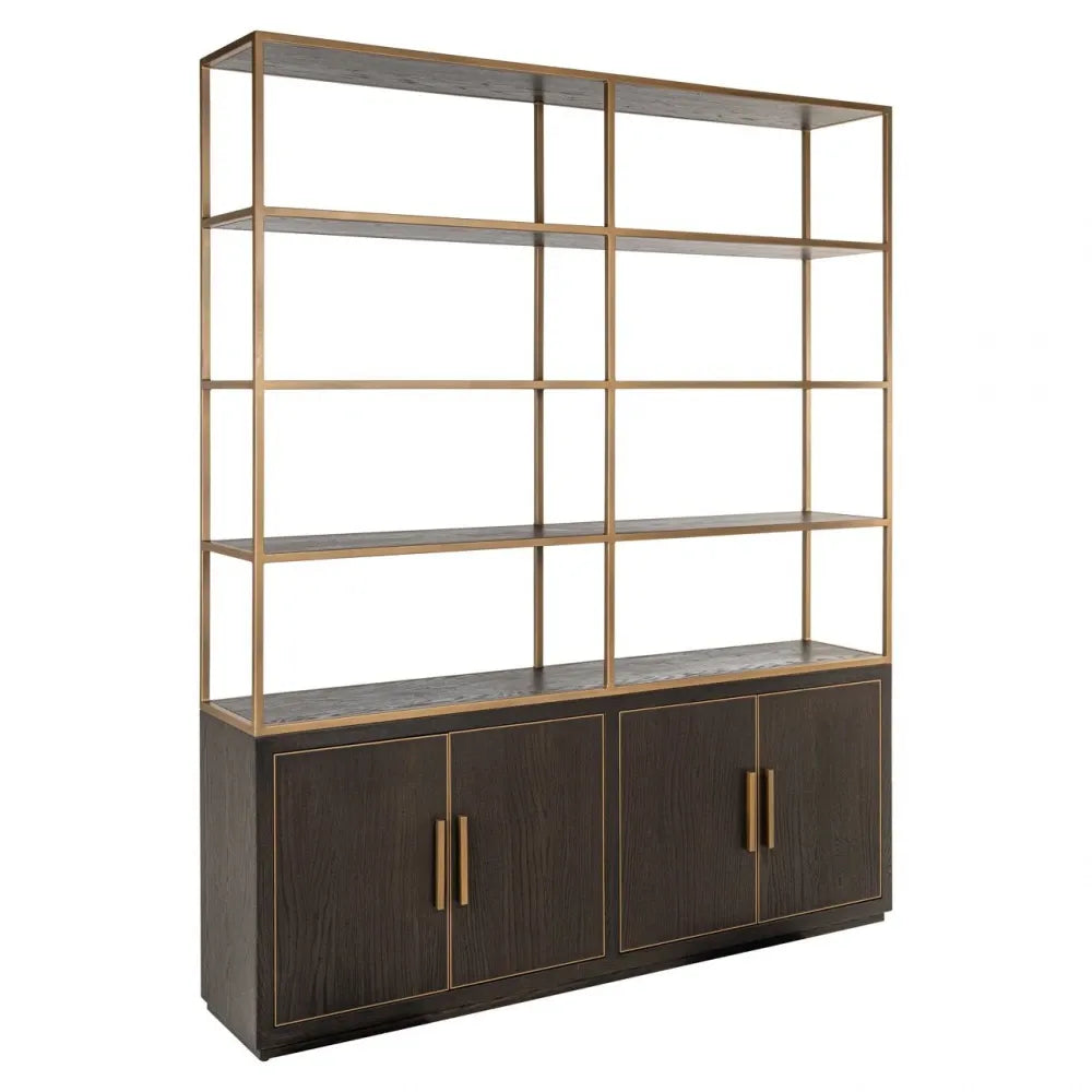 Biblioteca din Lemn de stejar/Metal Maro/Alama si Lemn de stejar Maro L180xH220cm Carter Richmond interiors