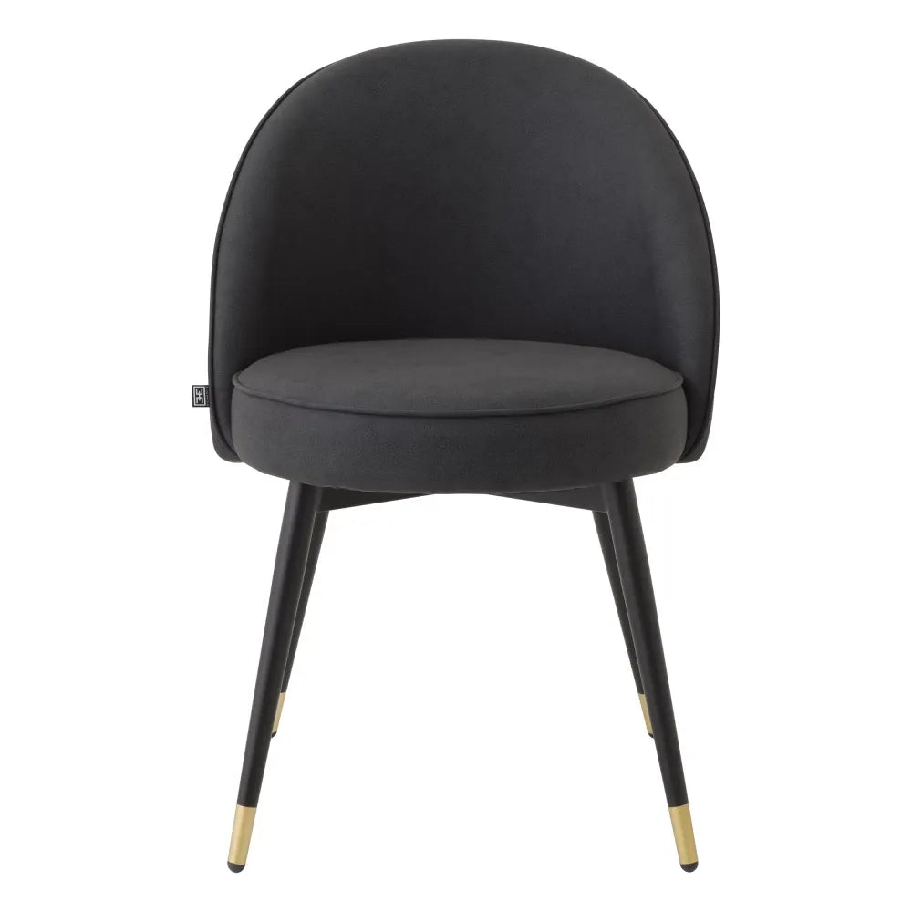 Set 2 scaune tapitat cu Piele artificiala Gri inchis cu picioare din Metal Negru/Auriu H83xL55xA64cm Cooper Eichholtz