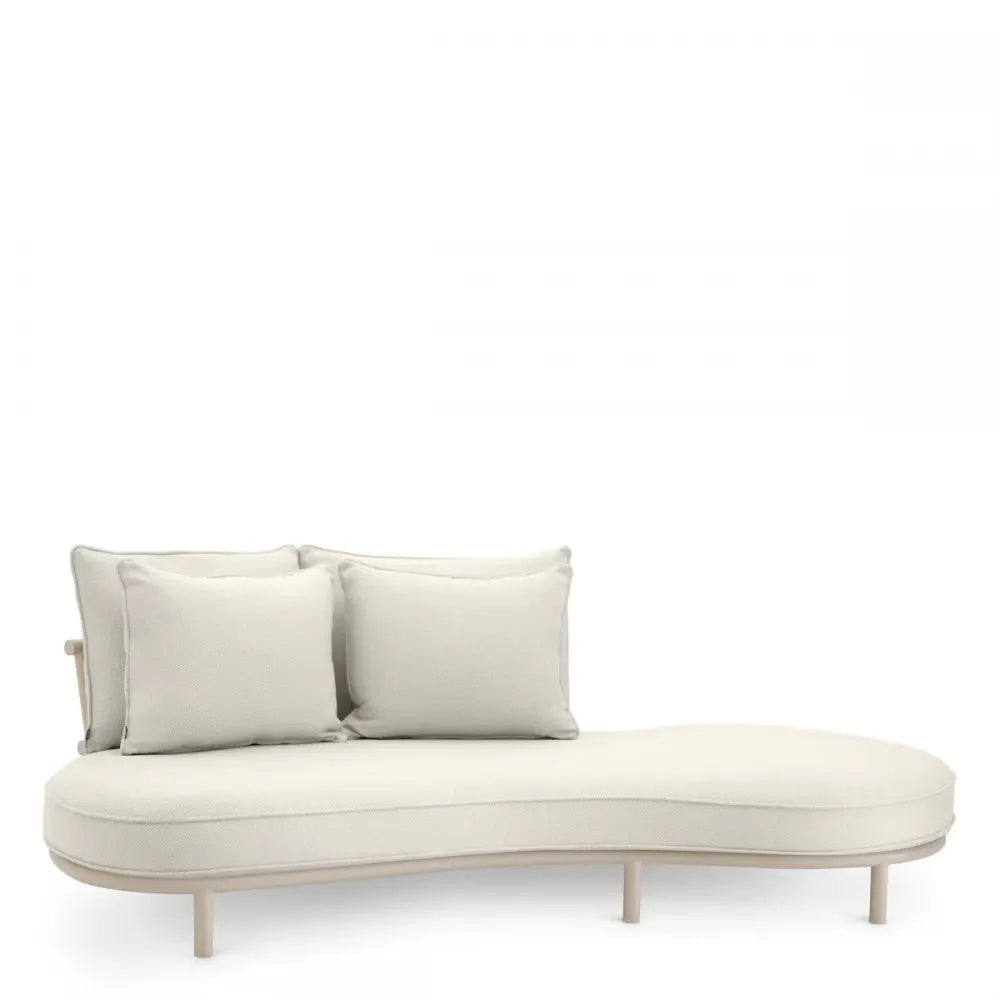 Canapea de exterior stanga din Metal Bej si Stofa Alb/Gri H59xL220cm Laguno  Eichholtz