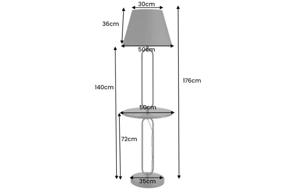 Lampa de podea cu masuta incorporata din Metal Negru si Textil Negru D50xH176cm SERVANT