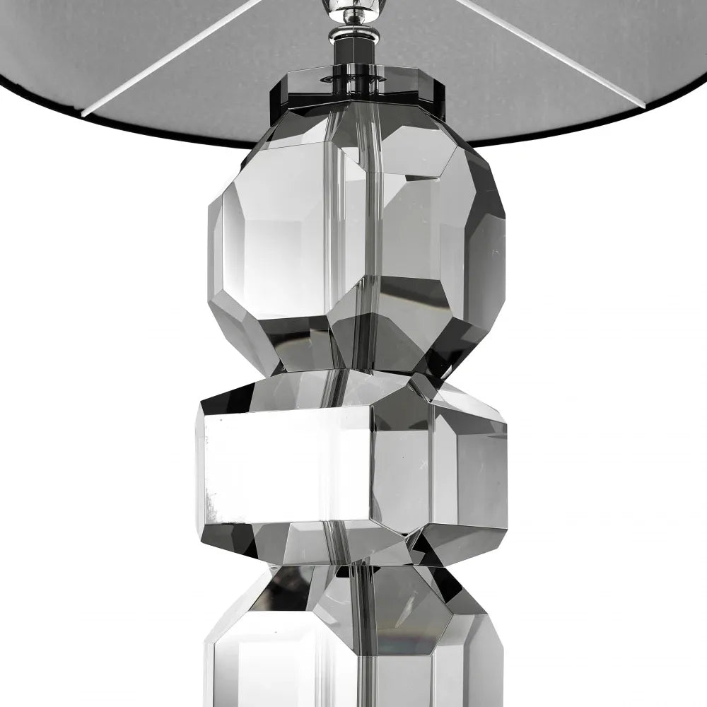 Veioza din Metal/Sticla Argintiu/Fumuriu si Stofa Negru H76xD43cm Mornington Eichholtz