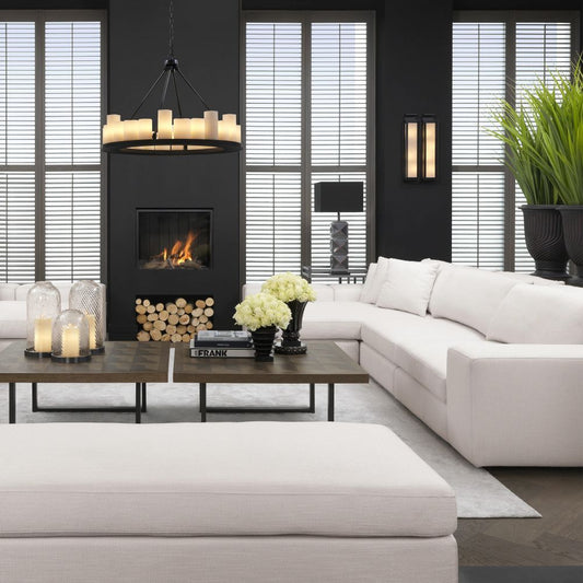 Coltar modular Vista Grande Eichholtz din Stofa Avalon Alba L380cm