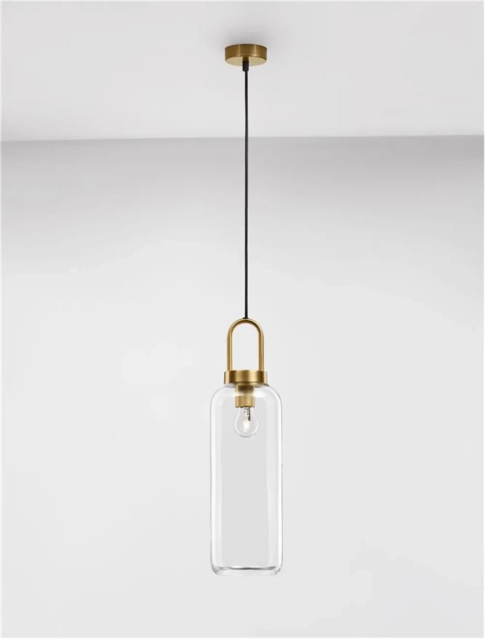 Pendul structura din Metal Alama si abajur din Sticla Transparent H255xL15.5cm IP20 IRVINE