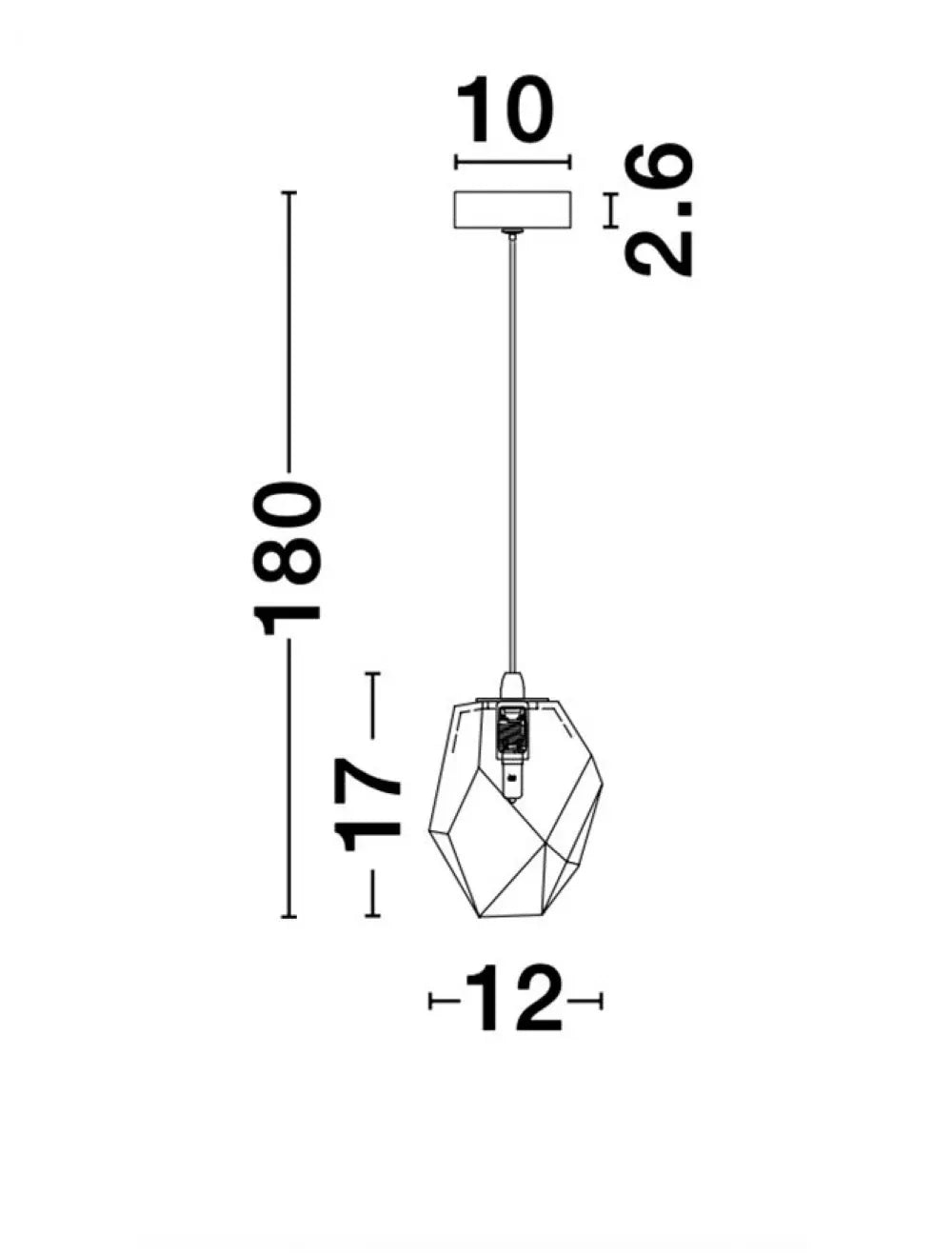 Pendul structura din Metal Alb si abajur din Sticla Alb H180xL12cm IP20 ICE