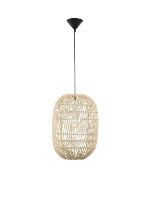 Pendul structura din Metal Negru si abajur din Ratan Bej H250xL30cm IP20 MELODY