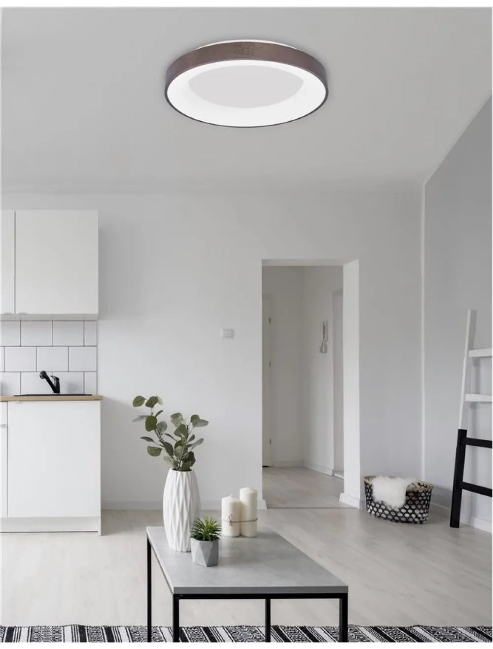 Plafoniera structura din Aluminiu Maro si abajur din Acrilic Alb H9xL60cm IP20 50W 2864lm 3000k RANDO THIN