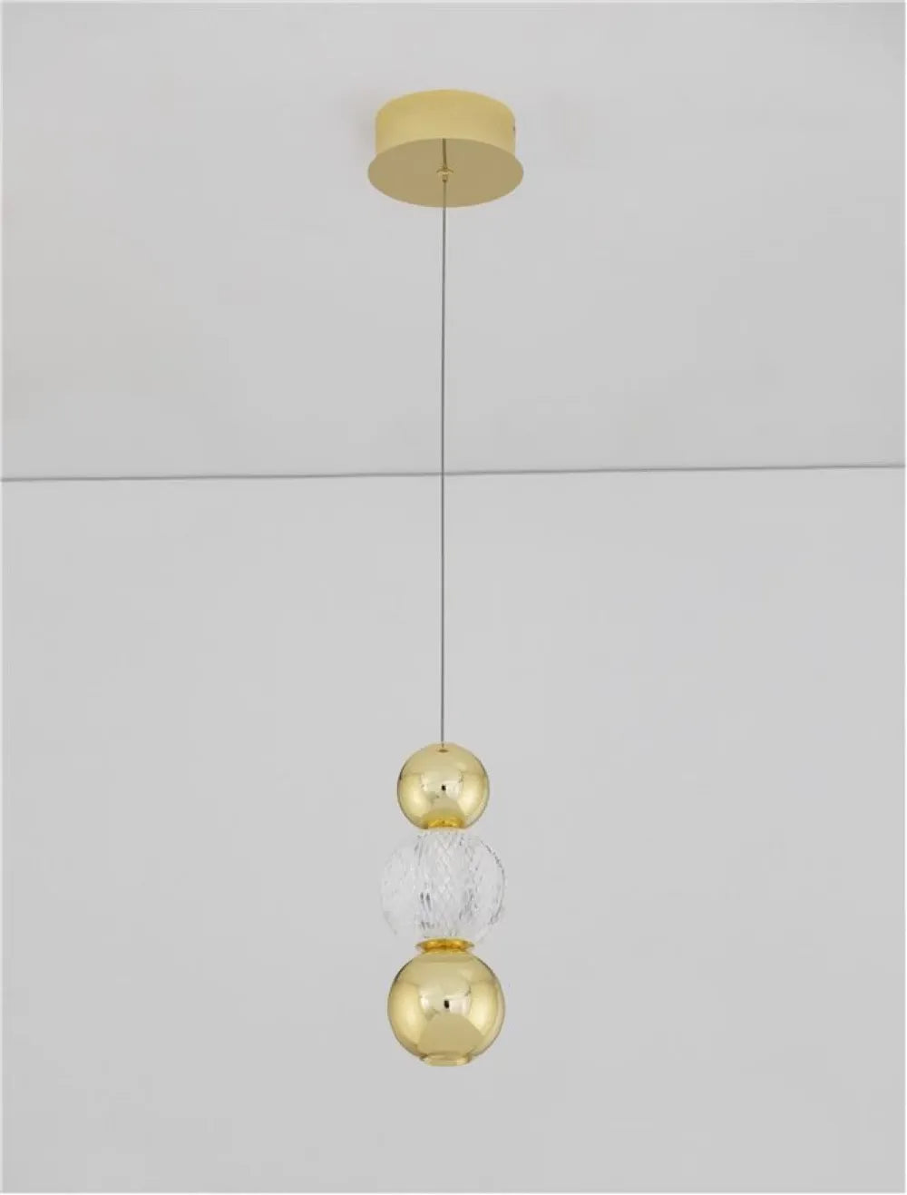 Pendul structura din Aluminiu Auriu si abajur din Acrilic Transparent H250xL14cm IP20 6W 322lm 3200k BRILLE