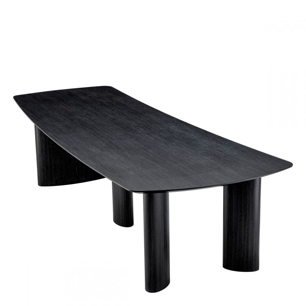 Masa Dreptunghiulara Bergman L Eichholtz din Furnir de stejar Negru de 8-12 persoane L300xH76.5cm