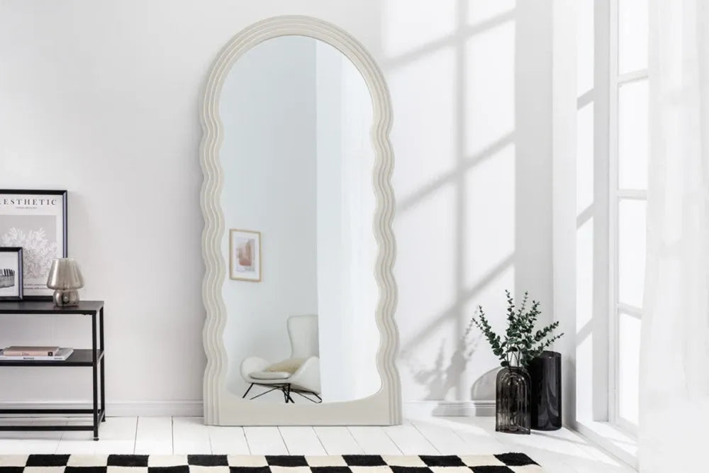 Oglinda cu rama din Poliuretan/MDF Alb H160xL80cm Wave