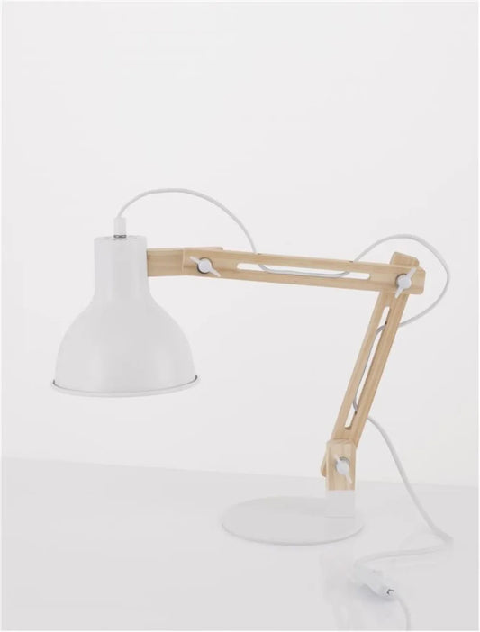 Veioza structura din Metal si Lemn Alb si abajur din Metal Alb H45.5xL15cm IP20 GROU