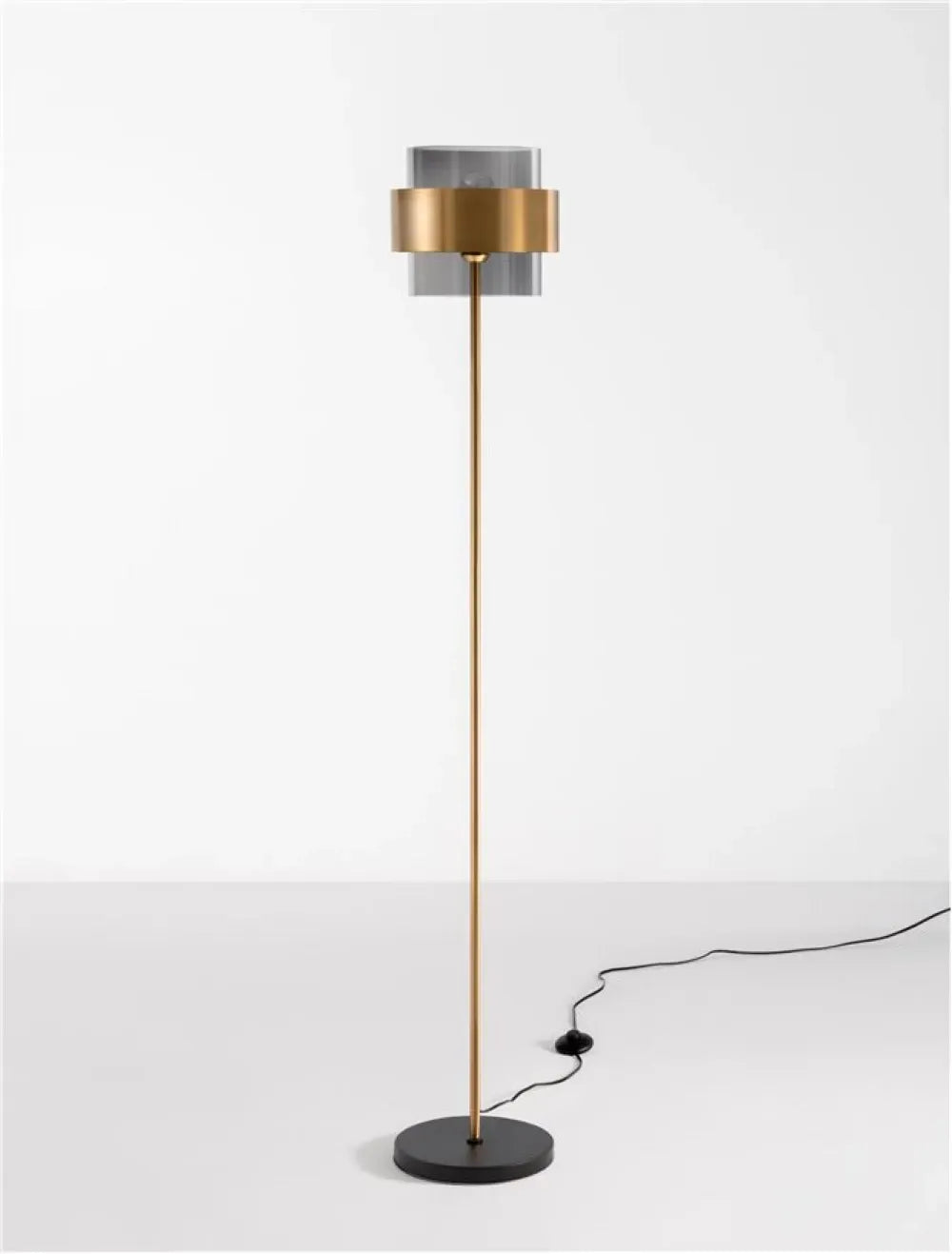 Lampa de podea structura din Metal Auriu si abajur din Sticla Fumuriu H154xL25cm IP20 SIANNA