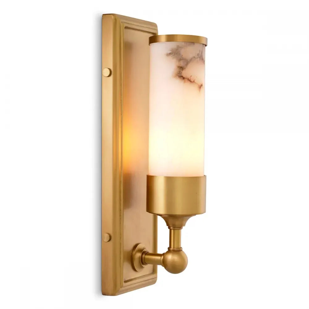 Aplica de perete din Metal Alama atichizata si Alabastru Alb H38xL12.5cm Valentine Eichholtz
