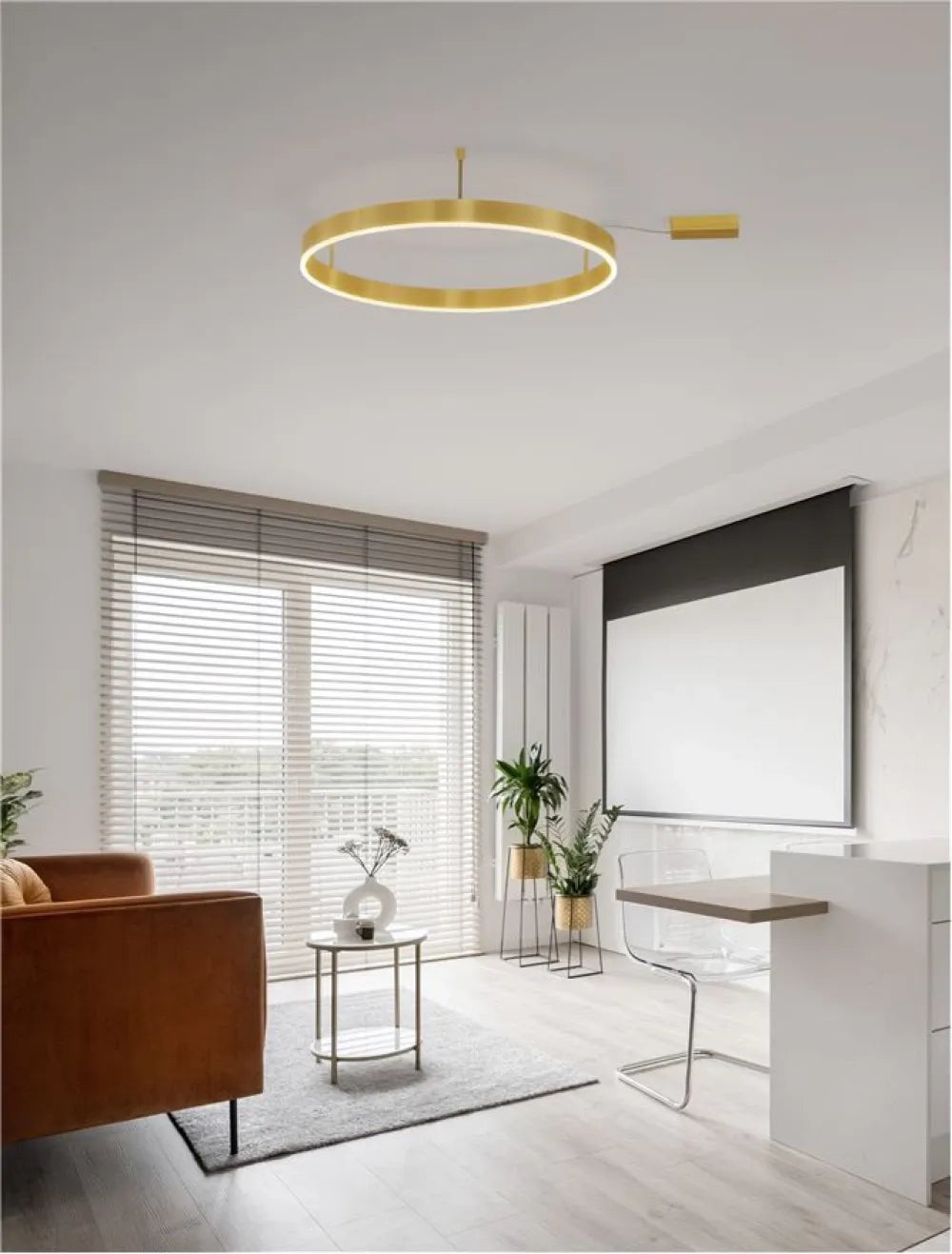Plafoniera structura din Aluminiu Bronz si abajur din Acrilic Alb H18xL80cm IP20 50W 4166lm 3000k MOTIF