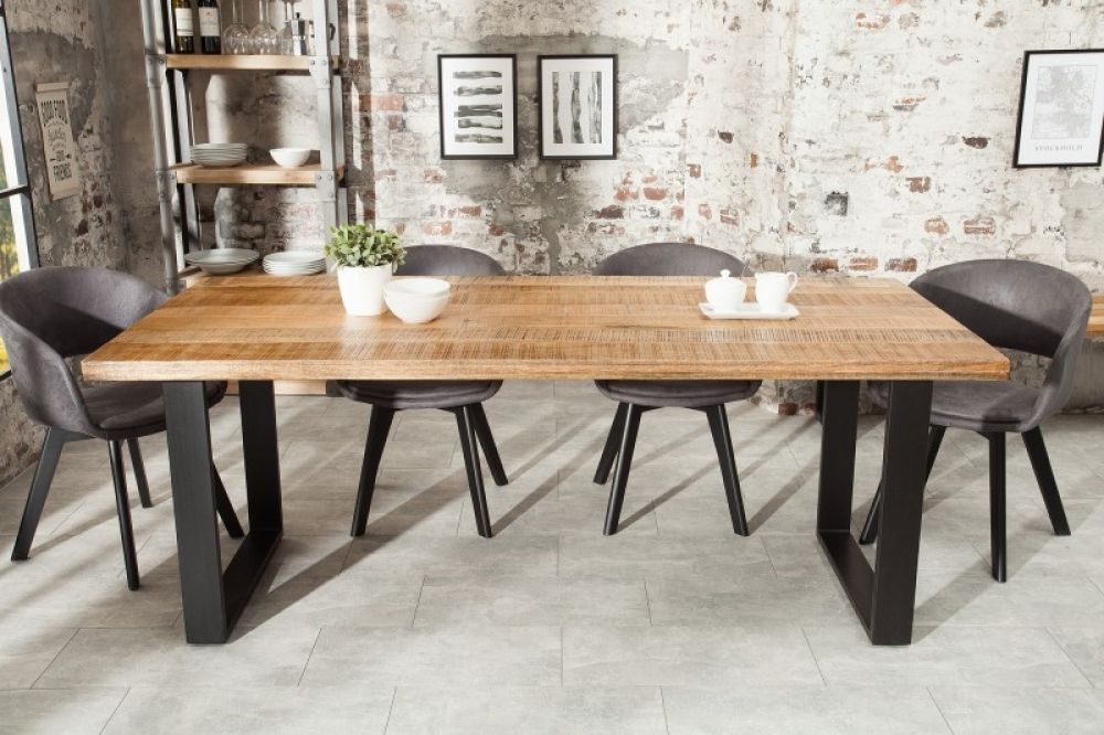 Masa dreptunghiulara din Lemn de mango Maro/Negru de 8 persoane L200x90cm Iron Craft