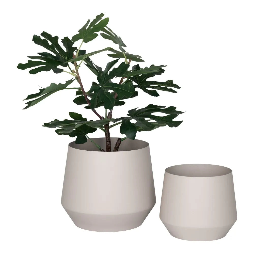 Set 2 ghivece din Metal Bej H16/21xD20/25cm Trofa