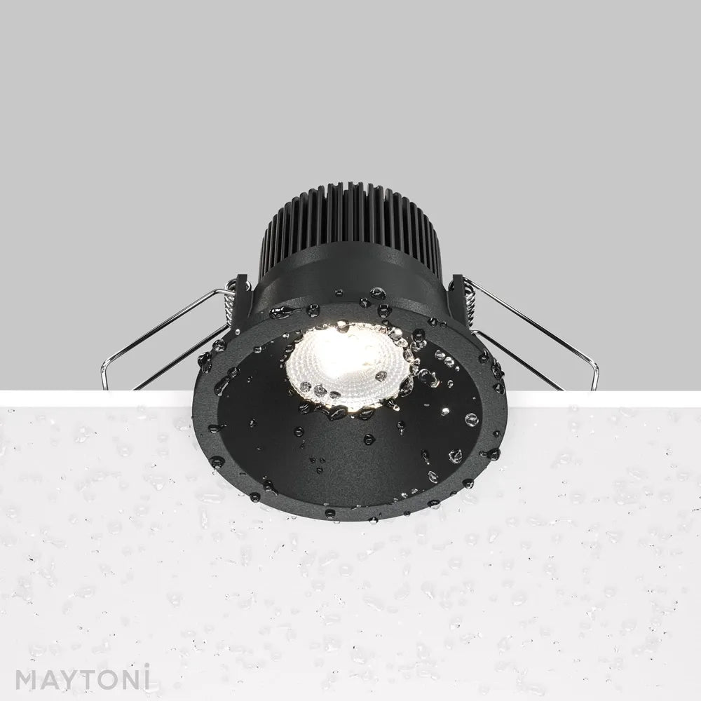 Spot incastrat rotund dimabil din Aluminiu Negru H6xD6cm IP 65 6W 390lm 4000k Zoom