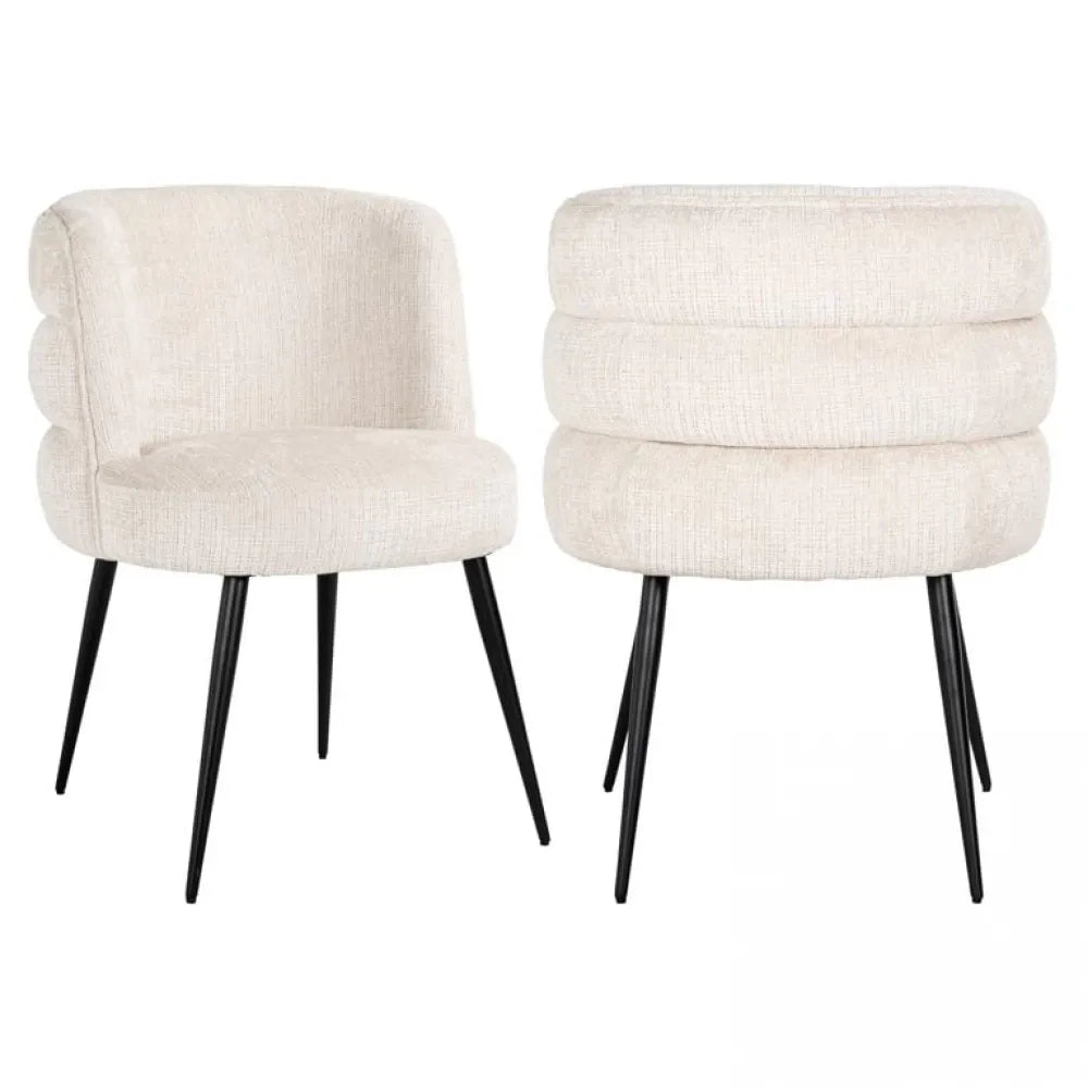 Scaun tapitat cu Chenille ignifug Bej cu picioare din Metal Negru H83xL63xA63cm Stella Richmond Interiors