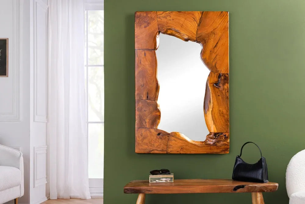 Oglinda cu rama din Lemn de tec Maro brown H90xL60cm Mosaic