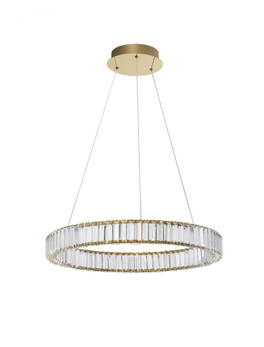 Lustra structura din Metal Auriu si abajur din Cristal Transparent H150xL60cm IP20 41W 4647lm 3500k AURELIA