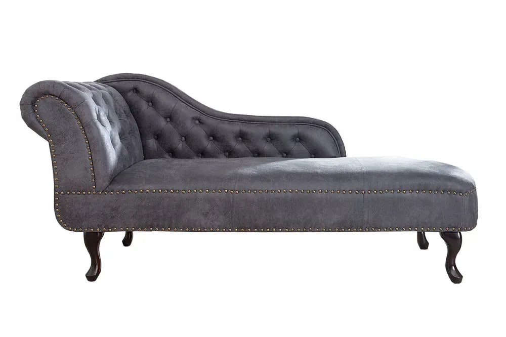 Sezlong tapitat cu Microfibra Gri L170cm Chesterfield
