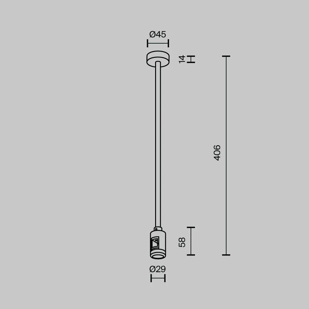 Suport mediu de tavan 360 mm Flarity din Aluminiu Negru H40.6xL4.5cm Flarity