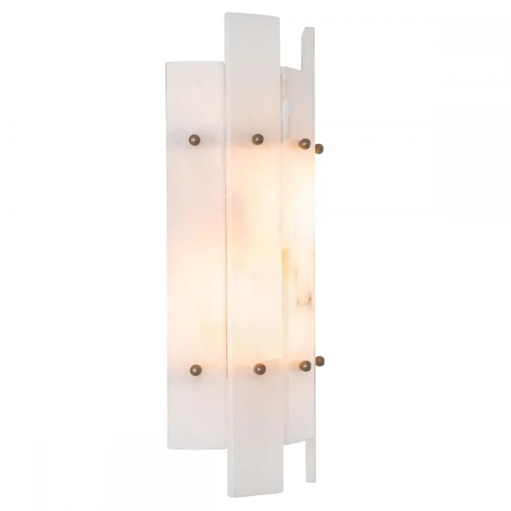 Aplica de perete din Metal Alama atichizata si Alabastru Alb H40xL19cm Ruby Eichholtz