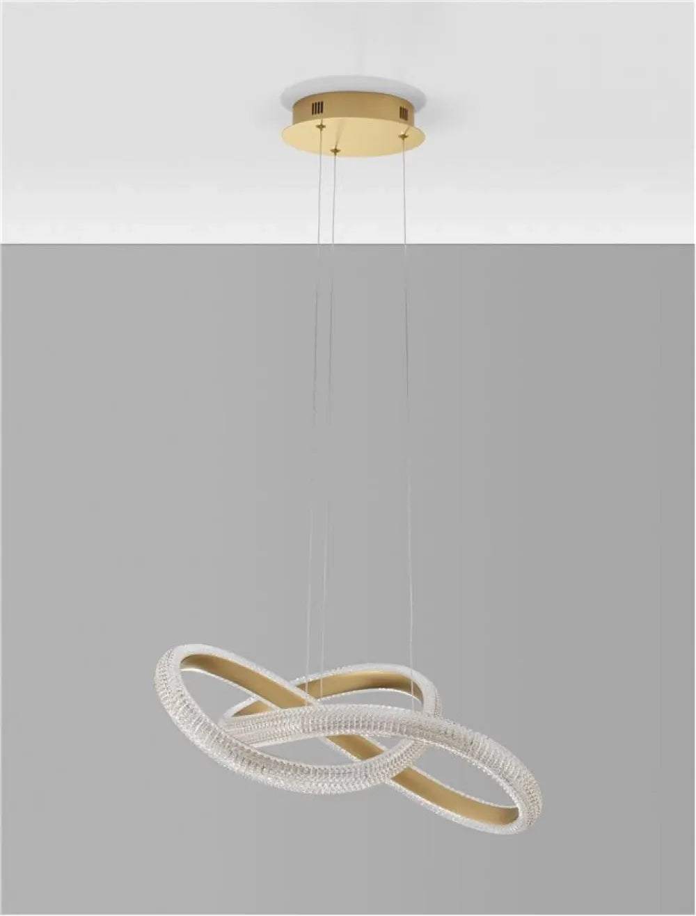 Lustra structura din Aluminiu Auriu si abajur din Acrilic Transparent H120xL52.5cm IP20 41.5W 3600lm 3000k MEDORA