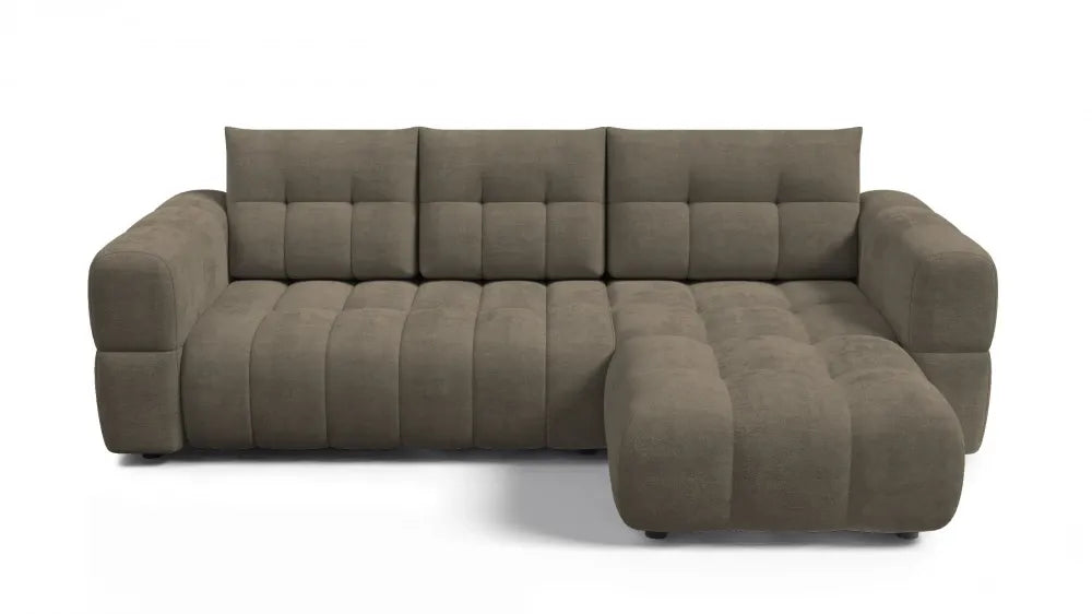 Coltar in forma de L tapitat cu material pet friendly Alias maro L264 x 160cm