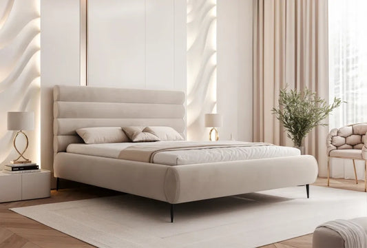 Pat 140 x 200 tapitat cu Catifea Riviera Bej Kora