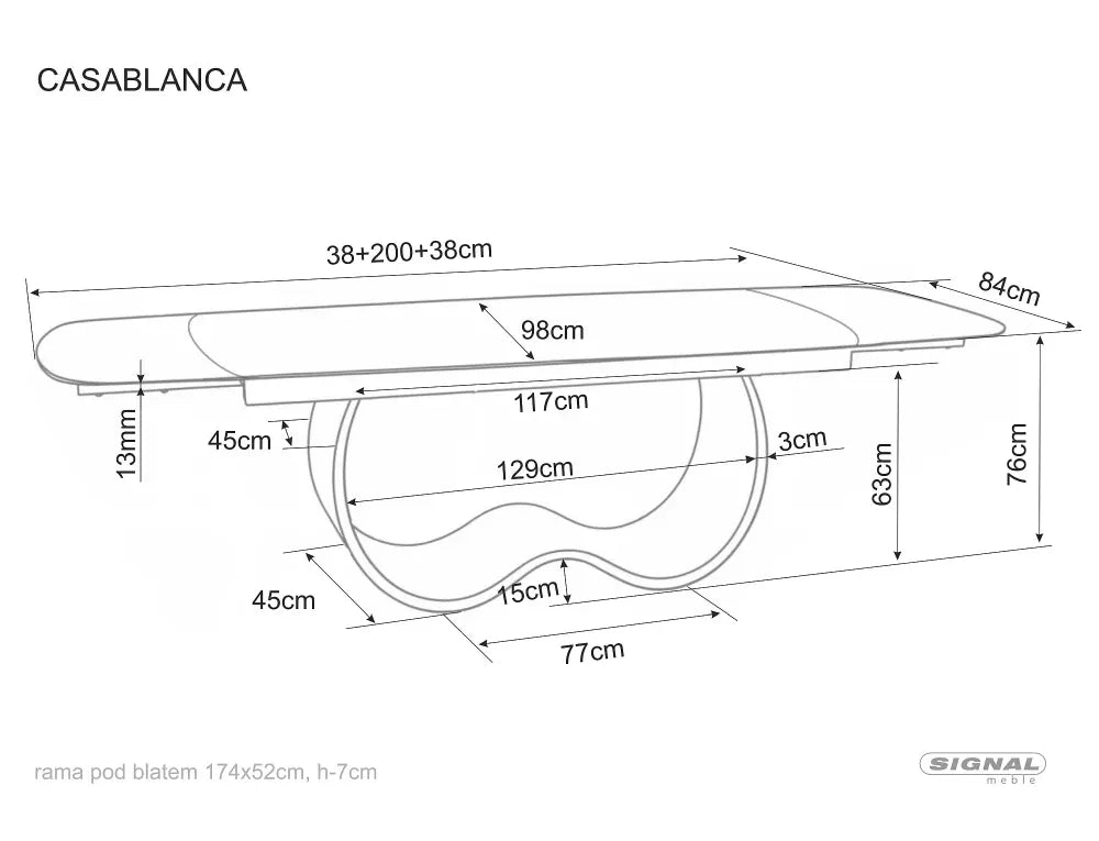 Masa extensibila din Metal Cupru si Sticla securizata+Ceramica Bej lucios L198-274xH76cm Casablanca