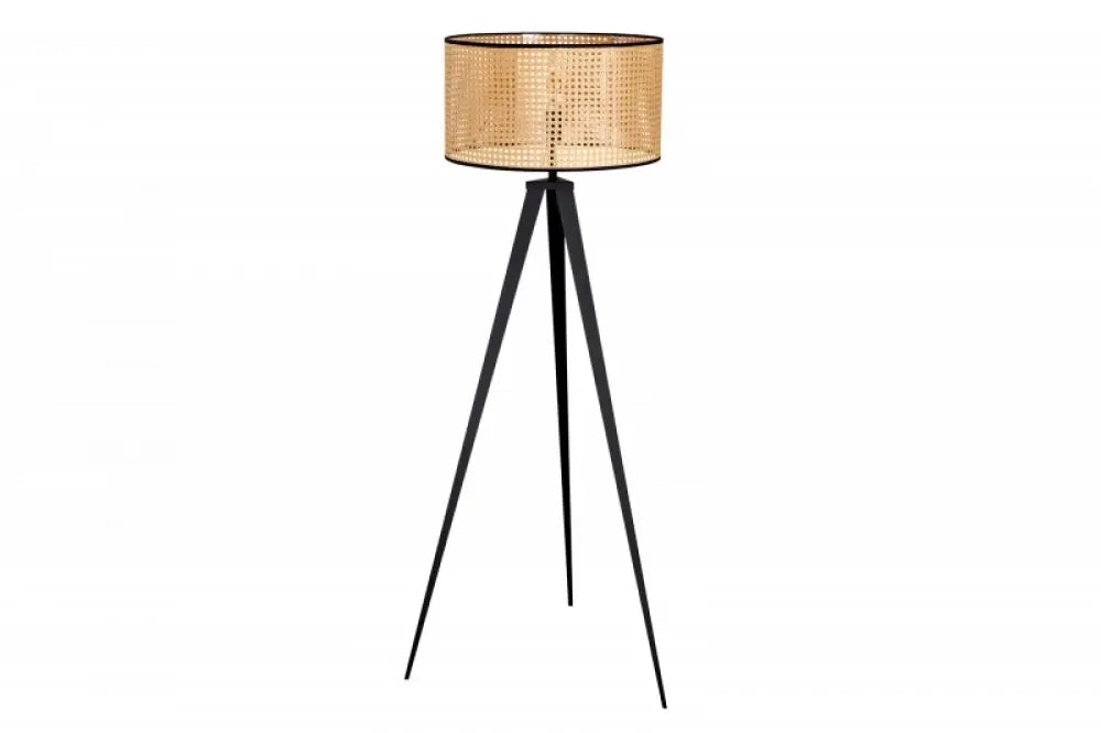 Lampa de podea din Metal Negru si Ratan Bej H141xD58cm Wiener