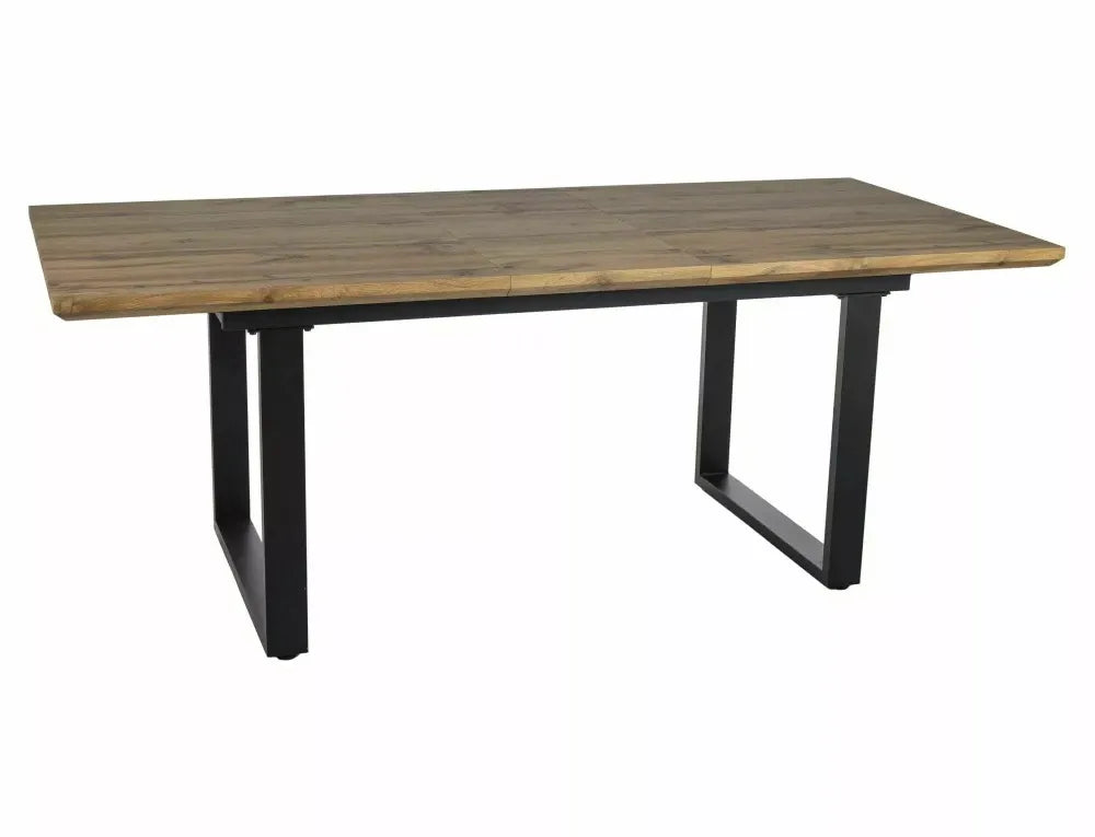 Masa extensibila din MDF+Furnir de stejar Maro si Metal Negru L160-240xH76cm Umberto II
