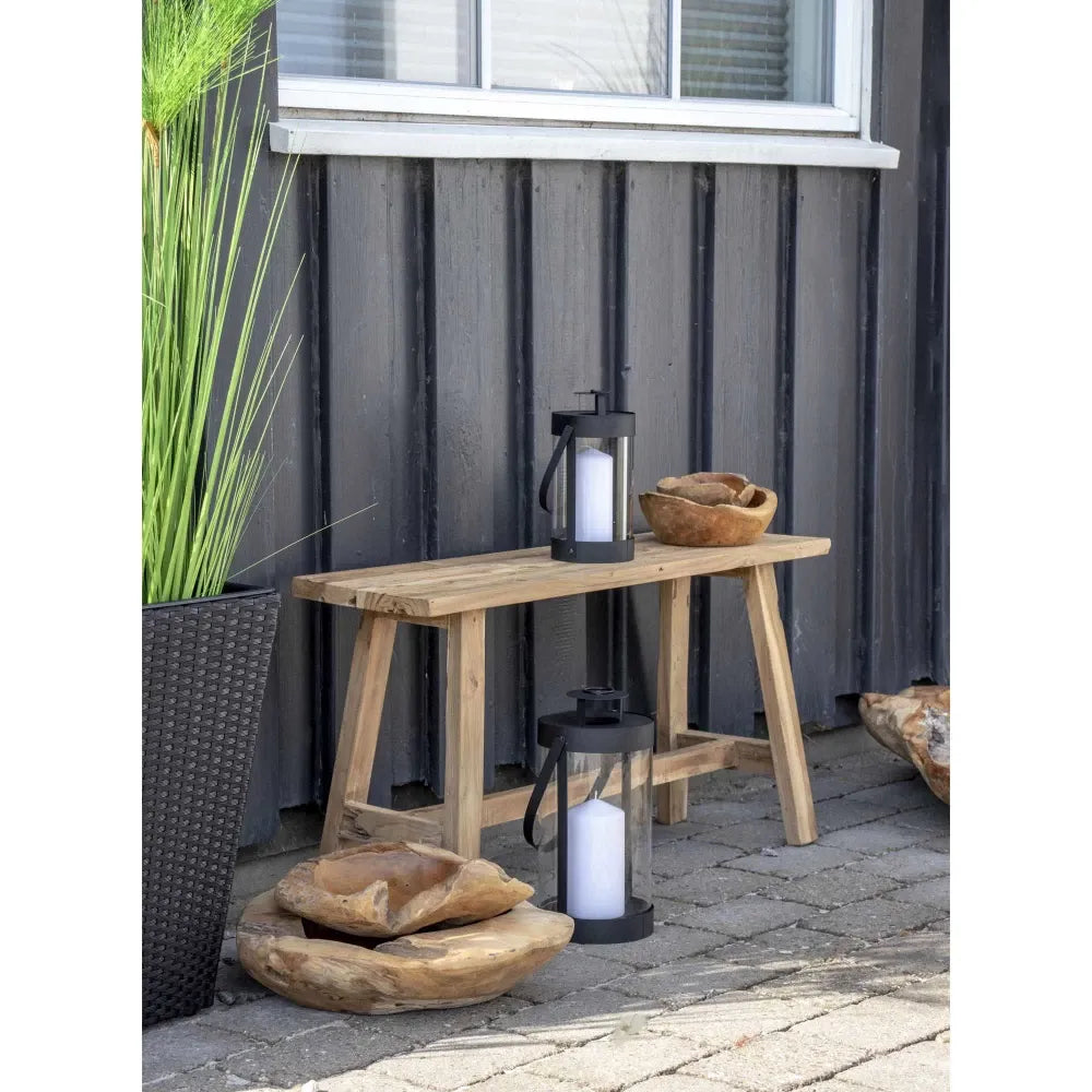 Set 2 felinare din Metal/Sticla Negru/Transparent H24/32xD12/15cm Bondi