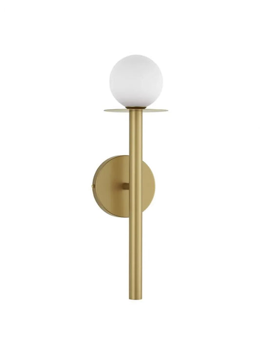 Aplica de perete structura din Metal Auriu si abajur din Sticla Alb H45xL12cm IP20 PIELO