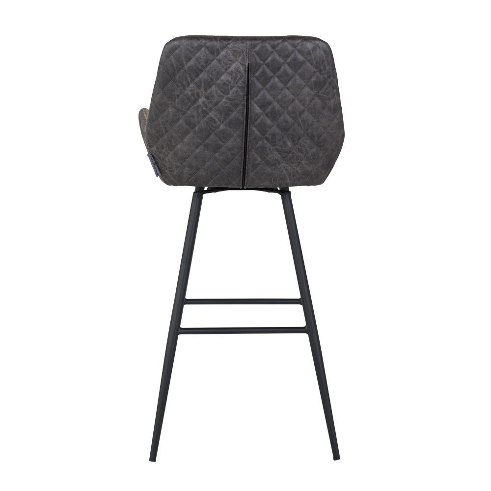 Scaun de bar tapitat cu Piele ecologica Gri si picioare negre inaltime sezut 75cm Linsey Richmond Interiors