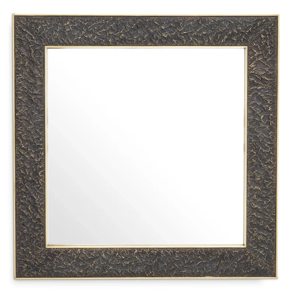 Oglinda cu rama din Metal/MDF Bronz/Alama L100xH100cm Risto square Eichholtz