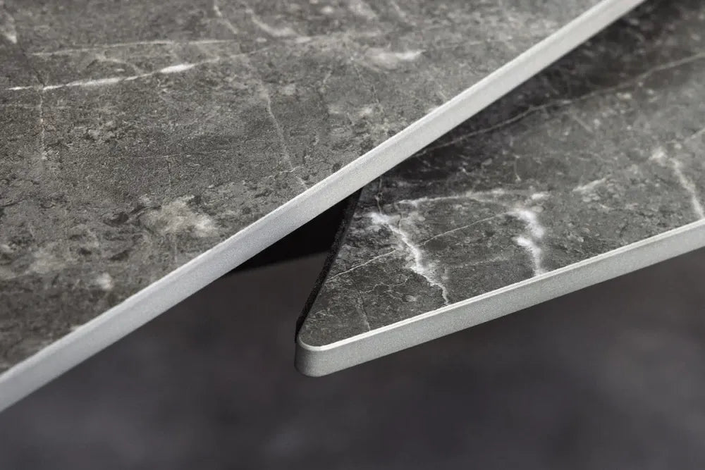 Masa extensibila din Ceramica Gri si Metal Negru L130-190xH75cm Inception