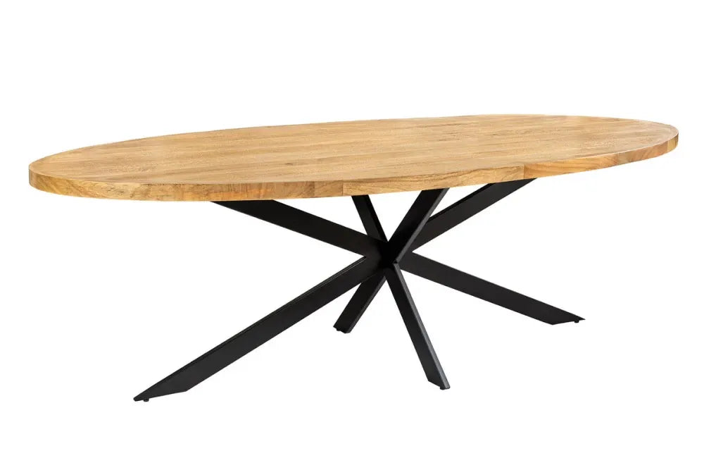 Masa ovala din Lemn de mango Maro si Metal Negru L240xH76cm Galaxie