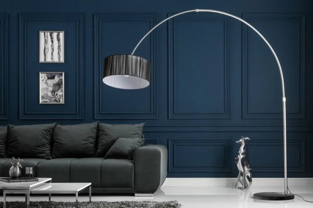 Lampa de podea din Marmura/Metal Negru si Textil Negru H225xL230cm Extenso