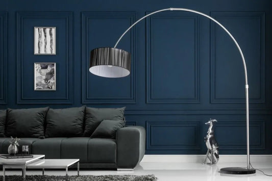 Lampa de podea din Marmura/Metal Negru si Textil Negru H225xL230cm Extenso